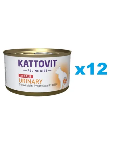 KATTOVIT Feline Diet Urinary Veal hrana umeda dietetica pentru pisici cu afectiuni urinare, cu vitel 12 x 85 g