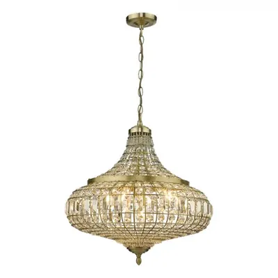 Lampa suspendata Asmara 6 Light Pendant Antique Brass Crystal