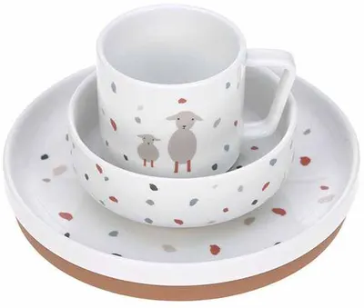 Set de hrănire Lassig - Tinny Farmer, Sheep & Goose, 3 piese