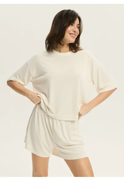Pantaloni scurti Ruth Alb crem - Crem