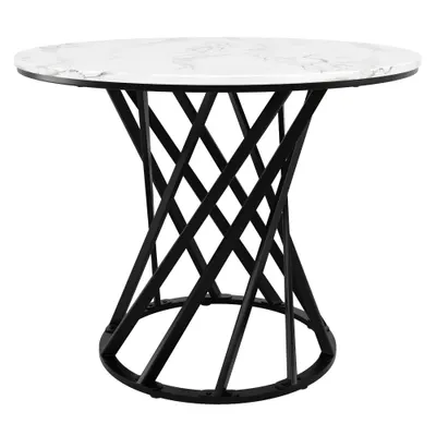 Masă rotundă de dining, Alb+Negru | Aosom Romania