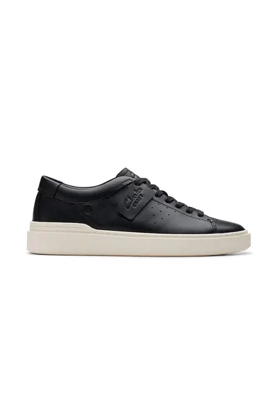 Pantofi sport de piele cu detalii perforate - Negru