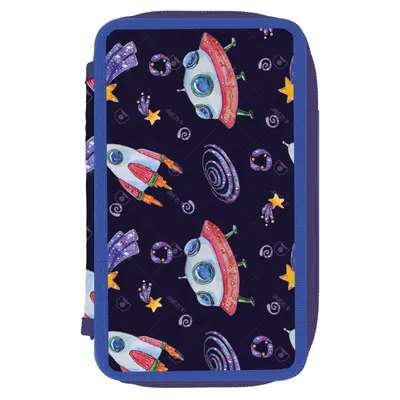 Penar neechipat 2 fermoare, 20x4.5x13 cm, motiv Space, Herlitz