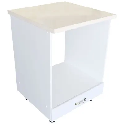 Corp pentru cuptor incorporabil cu sertar Zebra, Alb/MDF Alb mat, cu blat Travertin, 60 x 85 x 60 cm