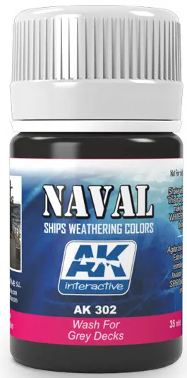 Produs eroziv pentru nave AK Interactive - WASH FOR GREY DECKS (AK302) (35 ml)