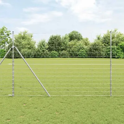 vidaXL Gard din plasă sudată pentru fixare în sol 50 x 1,6 m Argintiu
