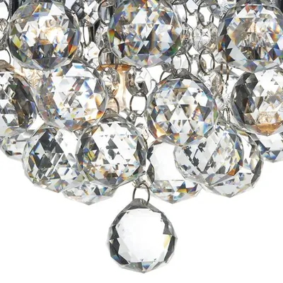 Lampa tavan Pluto 3 Light Flush Polished Chrome Crystal Glass Droppers