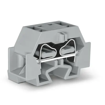 4-conductor terminal block; without push-buttons; with fixing flange; for screw or similar mounting types; Fixing hole 3.2 mm Ø; 4 mm²; CAGE CLAMP®; 4,00 mm²; gray