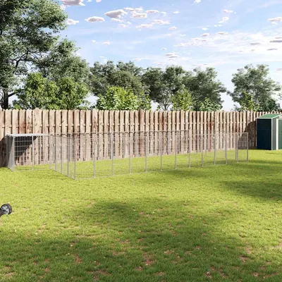 vidaXL Padoc pentru câini, argintiu, 22,99 m², oțel