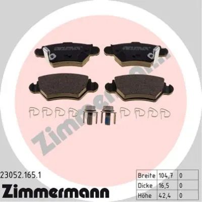 Set placute frana, frana disc ZIMMERMANN 23052.165.1