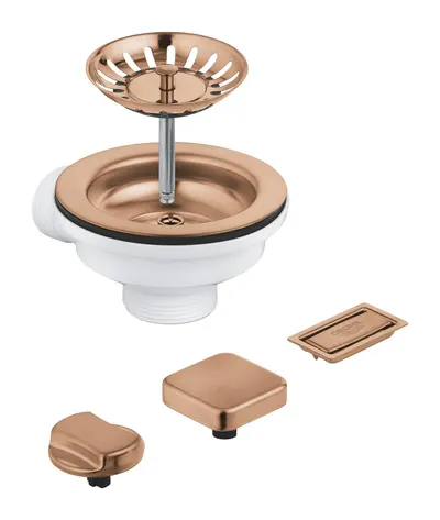 Evacuare chiuveta bucatarie Grohe, ornamente buton, prealin, cupru, 40996DL0