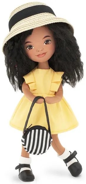 Păpușă moale Orange Toys Sweet Sisters - Tina într-o rochie galbenă, 32 cm