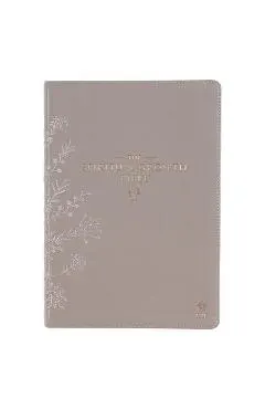 The Spiritual Growth Bible, Study Bible, NLT - New Living Translation Holy Bible, Faux Leather, Taupe Embroidred Floral