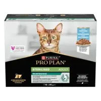 Pachet 10 buc x 85 gr Hrana umeda pentru pisici Pro Plan Adult Sterilised cu peste alb