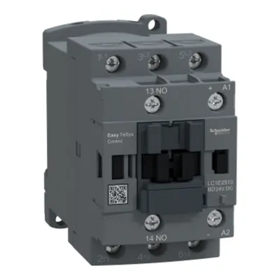 Contactor, Easy TeSys Control, LC1E, 3P(3NO), AC-3, <=440V, 25A, bobina 24V DC, contact auxiliar 1NO