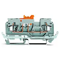 2-conductor disconnect/test terminal block; with shield contact; with test port; for 2 mm and 3 mm Ø test plugs; for DIN-rail 35 x 15 and 35 x 7.5; 2.5 mm²; CAGE CLAMP®; 2,50 mm²; gray