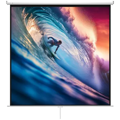 HOMCOM Ecran de Proiecție 120 Inch Format 1:1, Ecran Rulabil cu Unghi de 160° și Montare pe Tavan sau Perete, 223x8x223 cm, Alb | Aosom Romania
