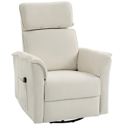HOMCOM Fotoliu relax electric cu funcție de înclinare, spătar reglabil, tetieră pentru living, alb-crem | Aosom Romania