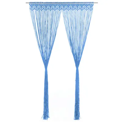vidaXL Perdea macrame, albastru, 140 x 240 cm, bumbac