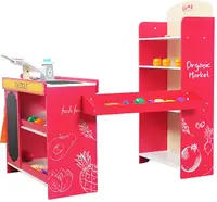 Magazin de jucării din lemn Smart Baby - cu accesorii, roșu