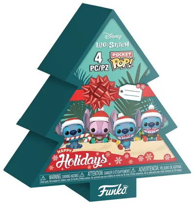 Set de figurine mini Funko Pocket POP! Disney: Lilo & Stitch (Holiday) - 4 Pack