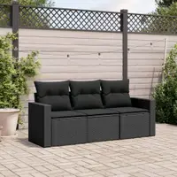 Gossi set mobilier de gradina cu perne, 3 piese, negru, poliratan