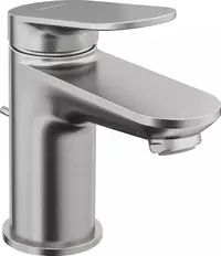 Baterie lavoar Duravit Wave WA1010001070, marime S, cartus ceramic, monocomanda, 137 mm, ventil, Otel mat