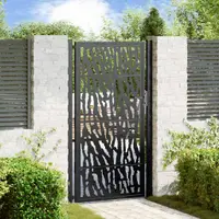vidaXL Poartă de grădină neagră 100x175 cm, model cu urme din oțel