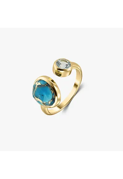 Inel din argint Kaylee Golden – Turcoaz Blue Copper