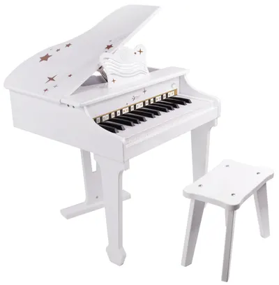 Pian electronic pentru copii Classic World - Alb, cu bancuta