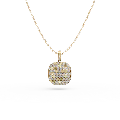 Lant cu pandantiv din aur galben cu diamante multicolore de 1.88ct
