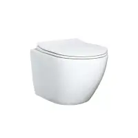 Set vas wc suspendat rimless, cu capac soft close, alb, Leziter Delano