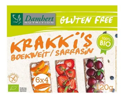 Crackers bio din hrișcă și orez, fără gluten, 120 g, Damhert