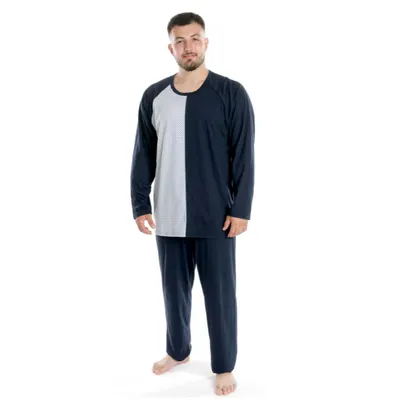 Pijama barbati AT2349 bleumarin/alb imprimat, Andana | marimea M