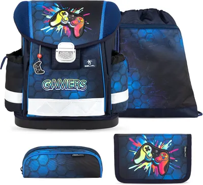 Set școlar Belmil - Game On, rucsac, două penare și sac