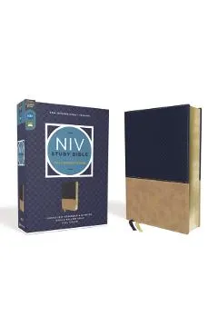 NIV Study Bible, Fully Revised Edition, Leathersoft, Navy/Tan, Red Letter, Comfort Print