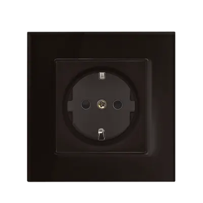 German Type Socket 16a Glass Frame Black
