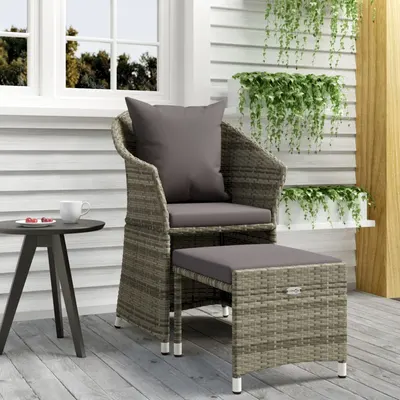 Gossi set mobilier de gradina cu perne, 2 piese, gri, poliratan