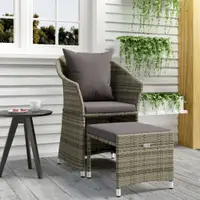 Gossi set mobilier de gradina cu perne, 2 piese, gri, poliratan