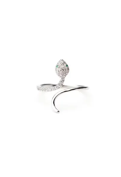 Inel Panthere placat cu aur alb - incrustat cu cristale Zirconia - dimensiune reglabila