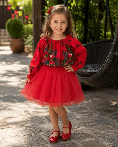 Rochita fetite stilizata traditional cu tulle