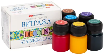 Vopsele pentru vitralii Paleta Nevskaya Decola - 6 culori, 20 ml