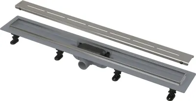 Rigola de scurgere duş APZ18 Simple, cu margine din oţel, gratar inclus, Alca (Tip: Rigola de scurgere duş APZ18 Simple, cu margine din oţel, gratar inclus, Alca (Lungime Rigola: 550MM))