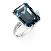 Inel din aur alb cu topaz London blue octogonal de 9.2ct si diamante de 0.1ct