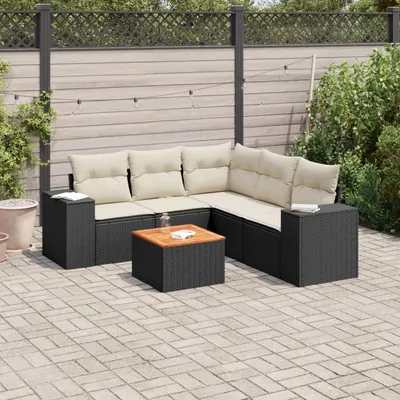Gossi set mobilier de gradina cu perne, 6 piese, negru, poliratan