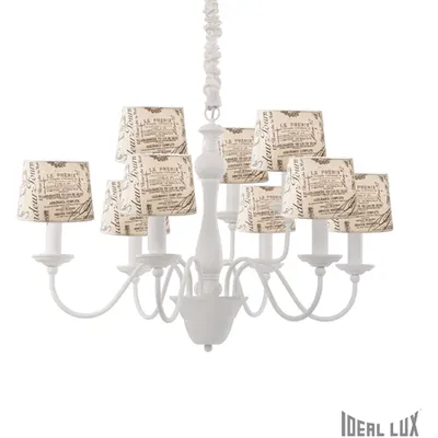 candelabru Coffee, 9 becuri, dulie E14, D:800 mm, H:800/1500 mm, Alb