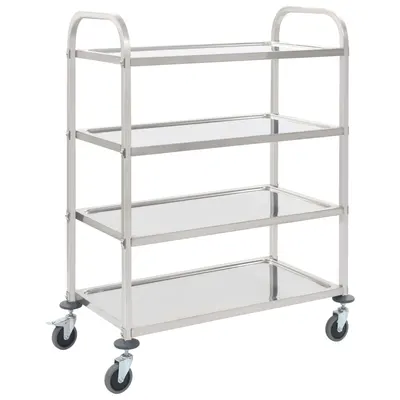 vidaXL Cărucior de bucătărie 4 niveluri 107x55x125 cm oțel inoxidabil
