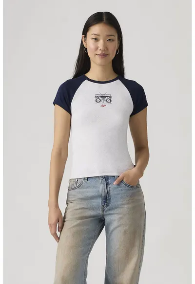 Tricou cu imprimeu grafic Riley - Alb optic/Bleumarin
