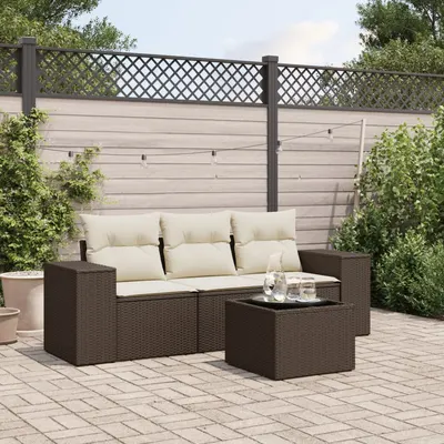 Gossi set canapele de gradina, 4 piese, cu perne, maro poliratan maro