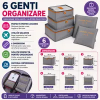 Set 6 genti pentru organizare bagaj, Poliester, Impermeabil